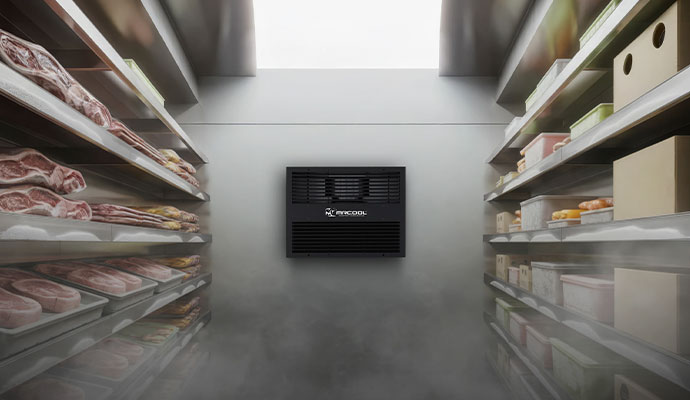 Fresh produce storage inside commercial walk in cooler