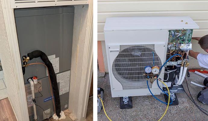 Collage of heating system repair and maintenance service