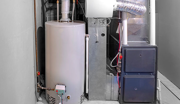 Installed water heater and hvac furnace system